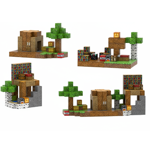 Construction d'une cabane en bois avec des jouets en forme de blocs magnétiques