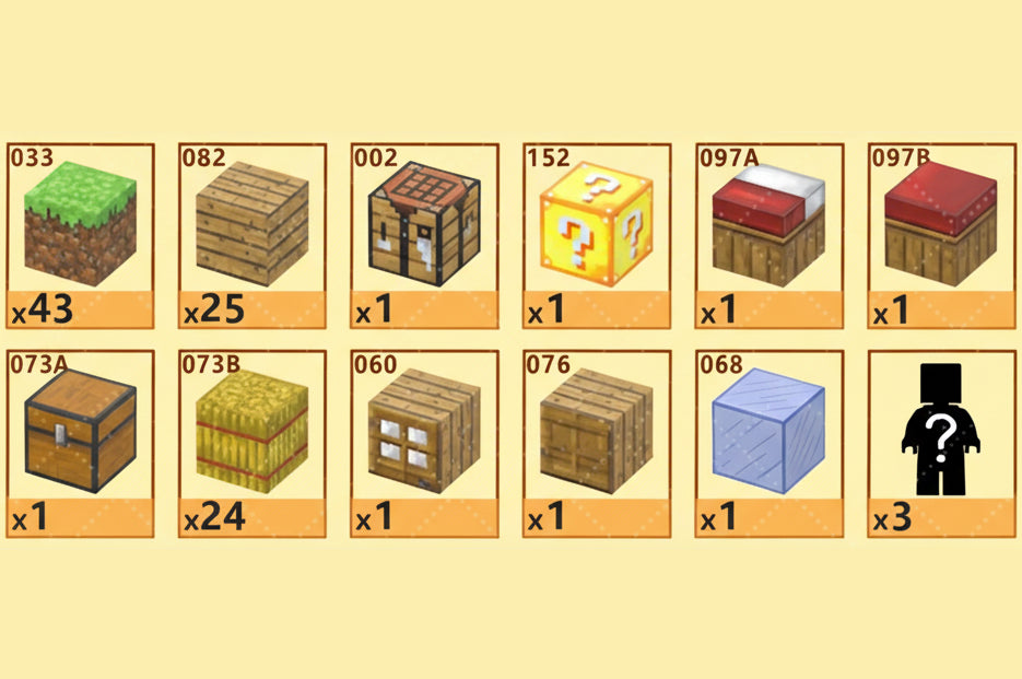 Listes des blocs présents dans la construction