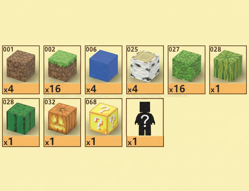 Listes des blocs présents dans la construction