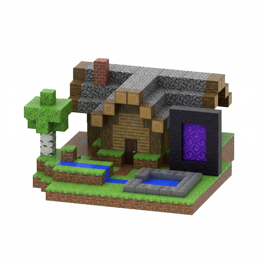 Construction d'une grande maison avec des jouets en forme de blocs magnétiques