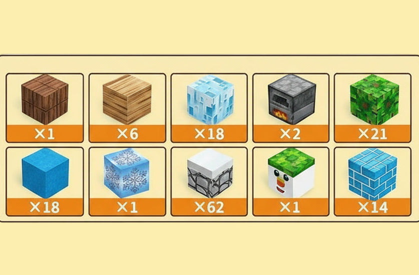 Listes des blocs présents dans la construction